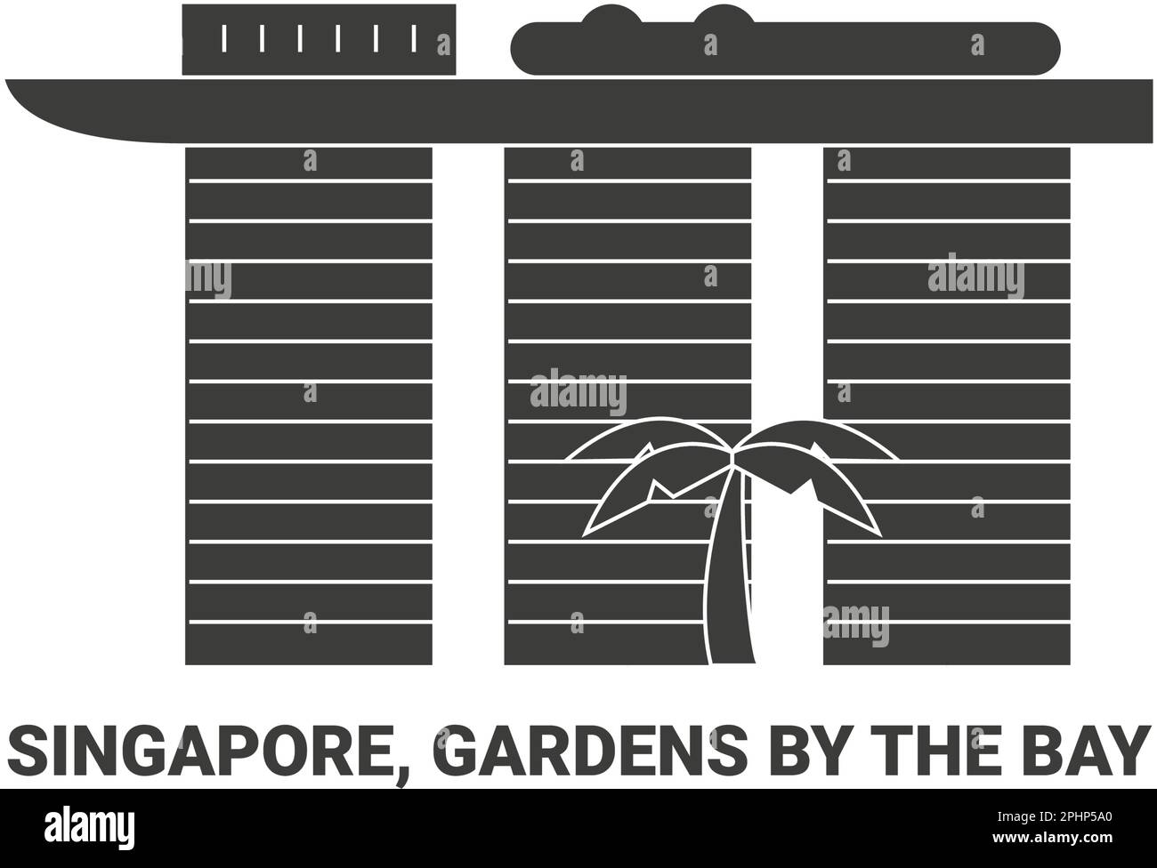Singapore, Gardens By The Bay, travel landmark vector illustration Stock Vector