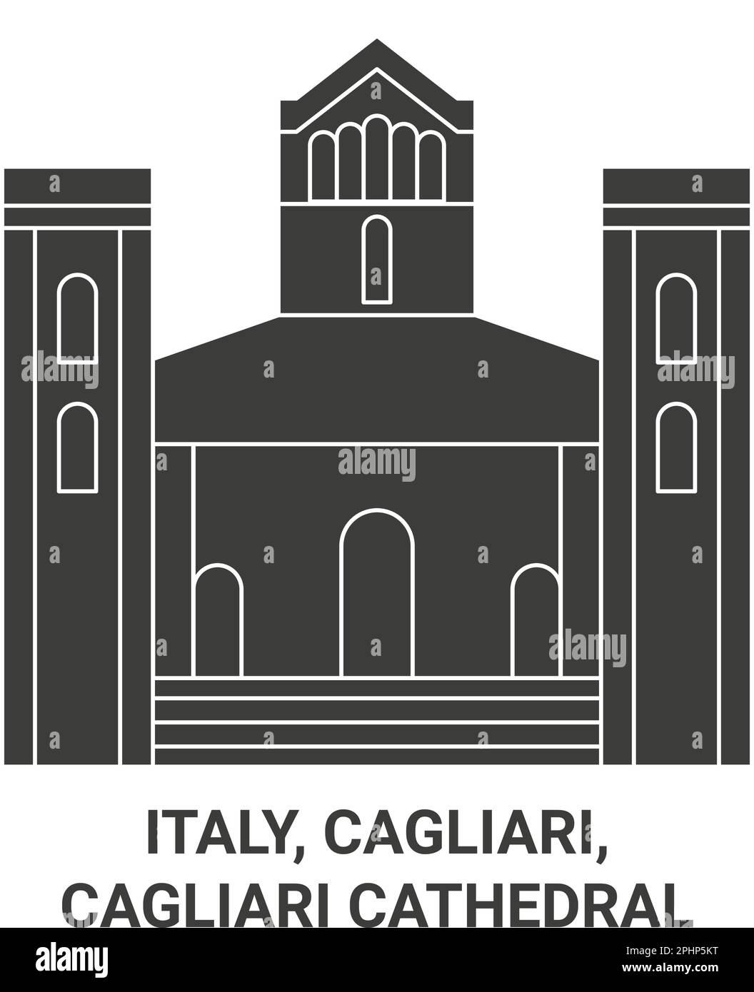 Italy, Cagliari, Cagliari Cathedral travel landmark vector illustration Stock Vector