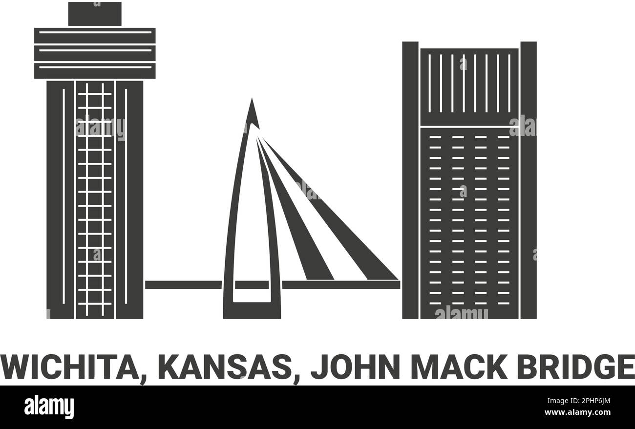 United States, Wichita, Kansas, John Mack Bridge, travel landmark vector illustration Stock Vector