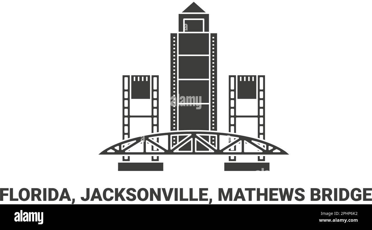 United States, Florida, Jacksonville, Mathews Bridge, travel landmark vector illustration Stock Vector