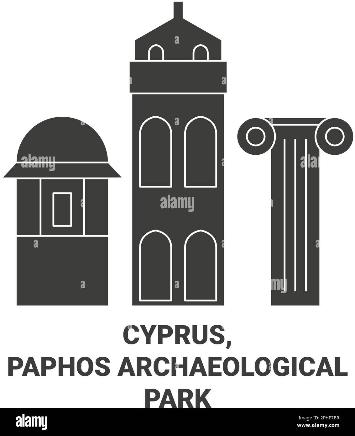 Cyprus, Paphos Archaeological Park travel landmark vector illustration Stock Vector