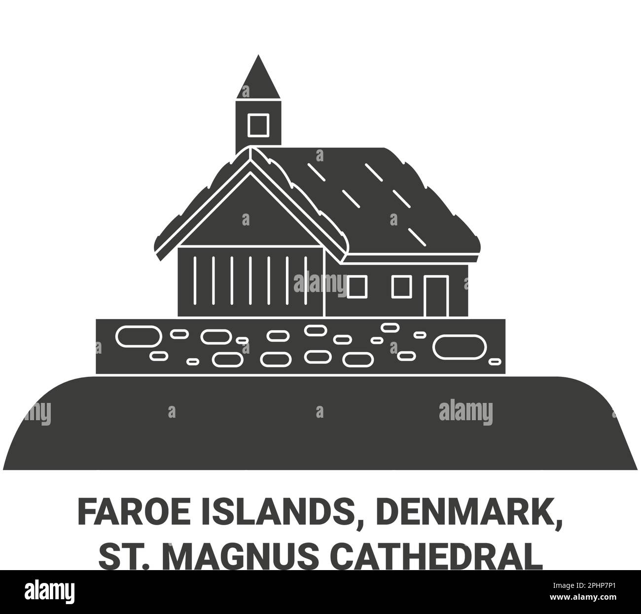 Denmark, Faroe Islands, St. Magnus Cathedral travel landmark vector illustration Stock Vector