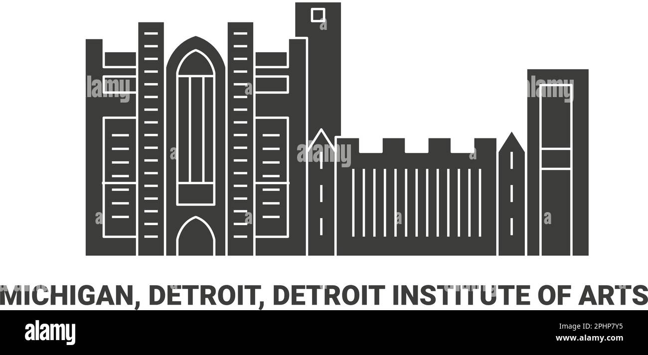 United States, Michigan, Detroit, Detroit Institute Of Arts, travel landmark vector illustration Stock Vector