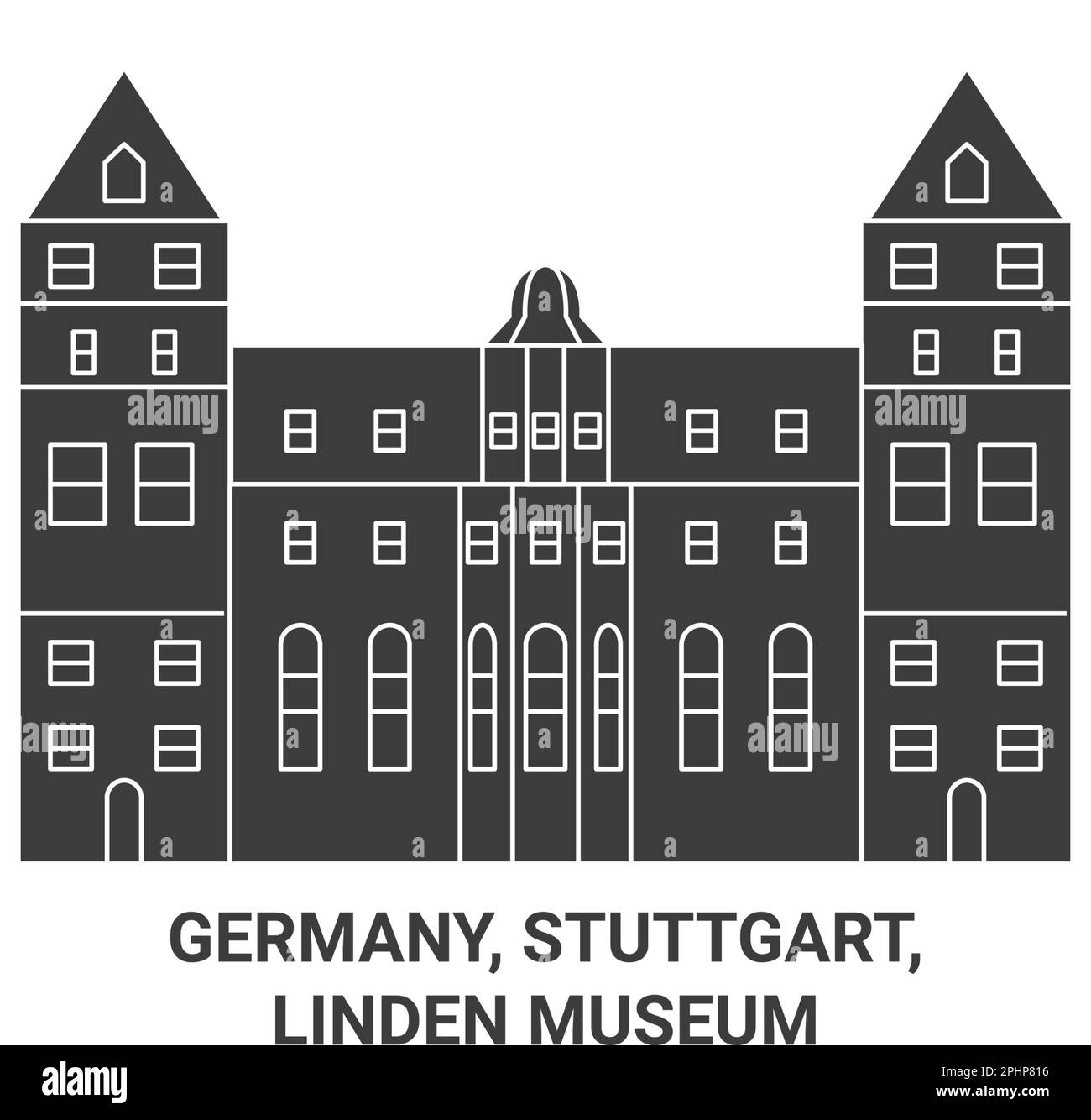 Germany, Stuttgart, Linden Museum travel landmark vector illustration Stock Vector