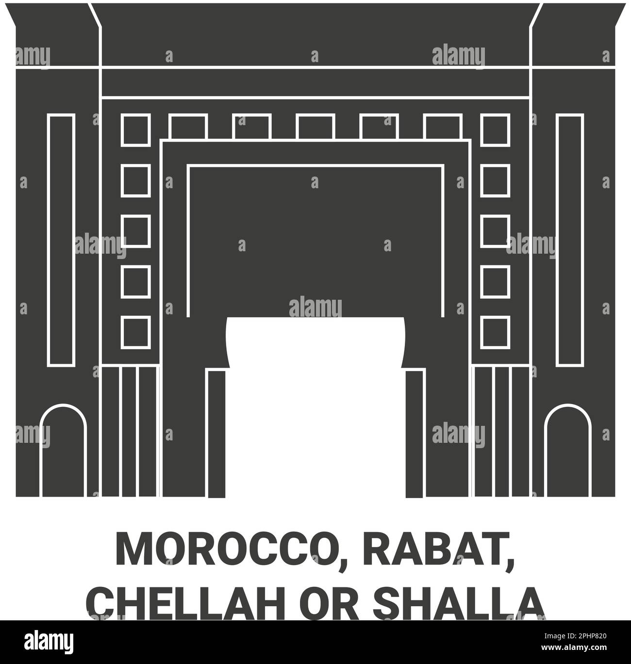 Morocco, Rabat, Chellah Or Shalla travel landmark vector illustration Stock Vector