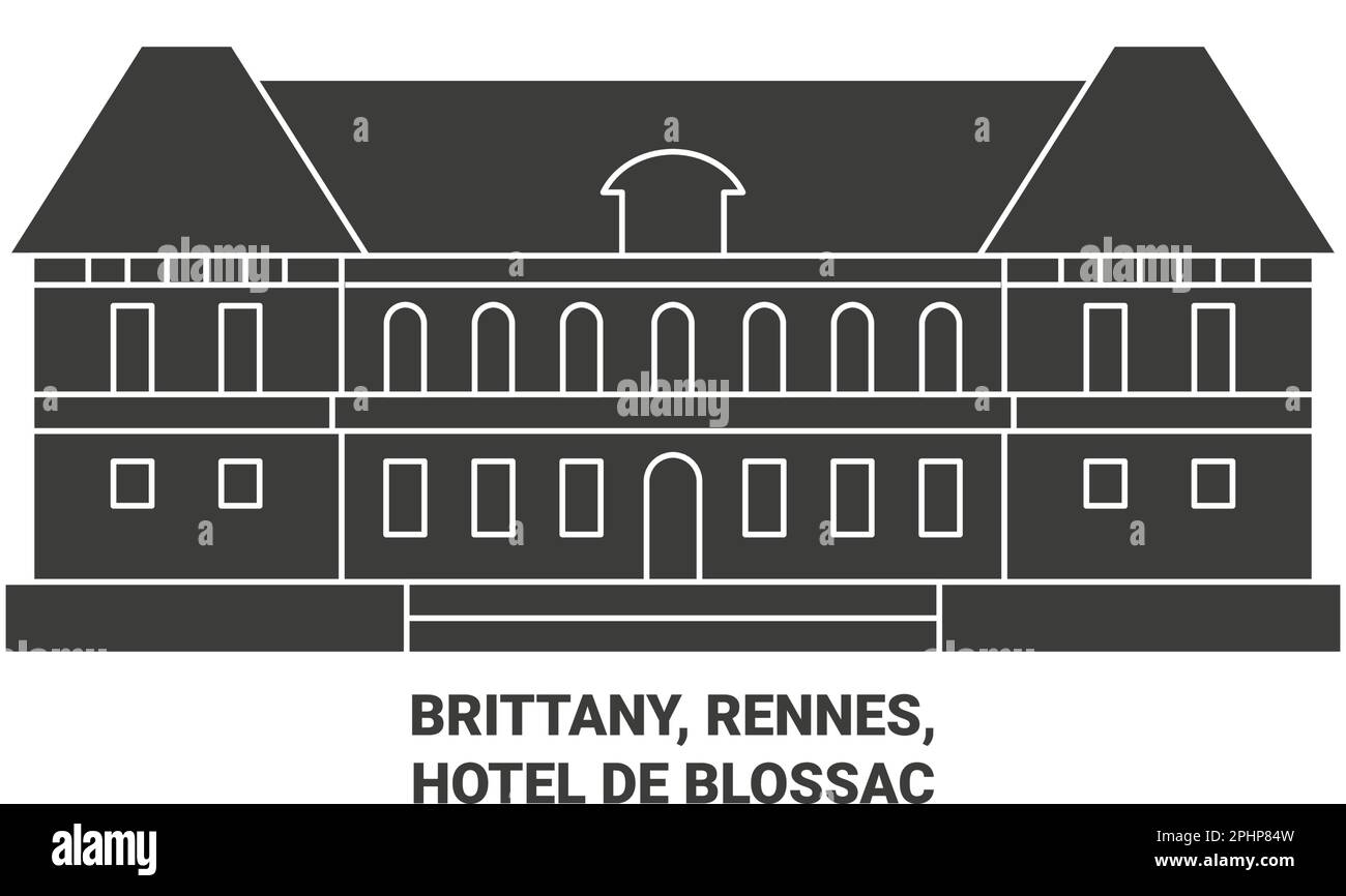 France Brittany, Rennes, Hotel De Blossac travel landmark vector illustration Stock Vector