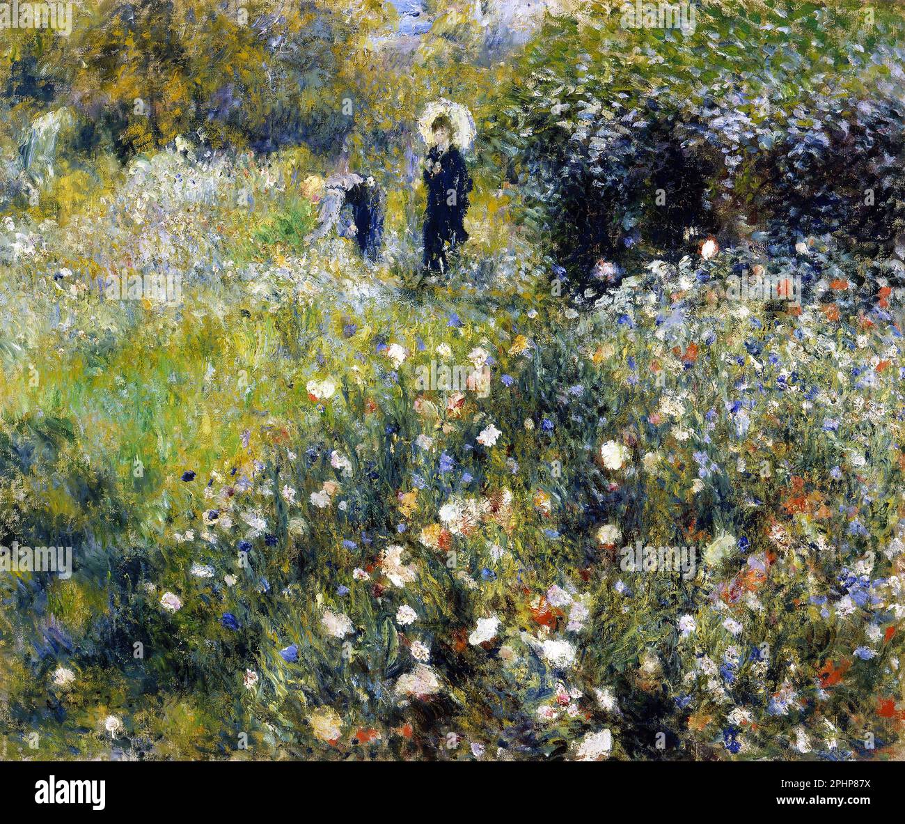 Woman with a Parasol in a Garden by Pierre Auguste Renoir (1841-1919), oil on canvas, 1875 Stock Photo