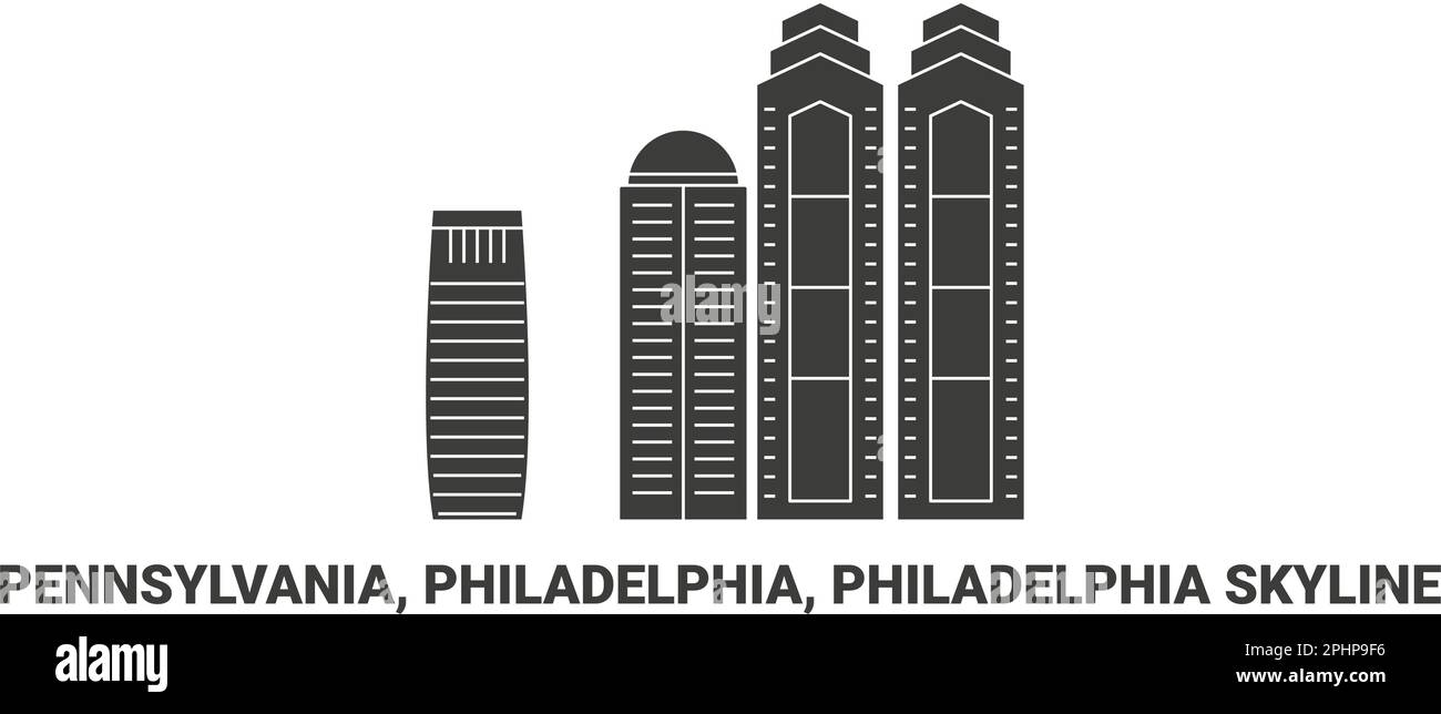 United States, Pennsylvania, Philadelphia, Philadelphia Skyline, travel landmark vector illustration Stock Vector