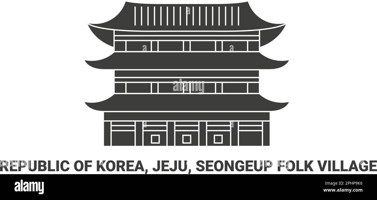 Republic Of Korea, Jeju, Seongeup Folk Village, travel landmark vector illustration Stock Vector