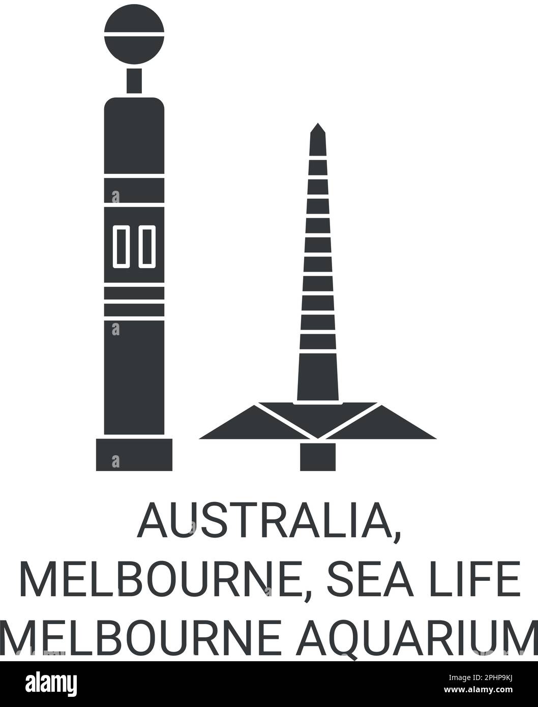 Australia, Melbourne, Sea Life Melbourne Aquarium travel landmark vector illustration Stock Vector