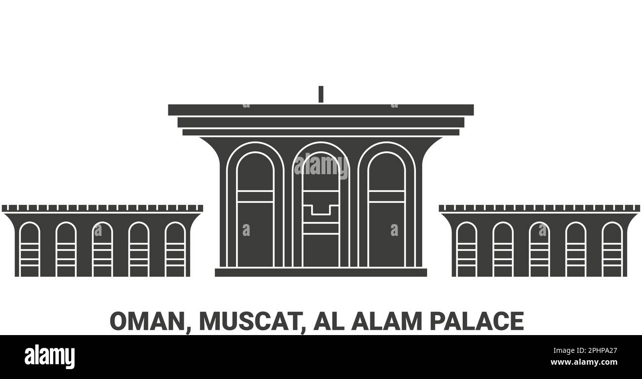 Oman, Muscat, Al Alam Palace, travel landmark vector illustration Stock Vector
