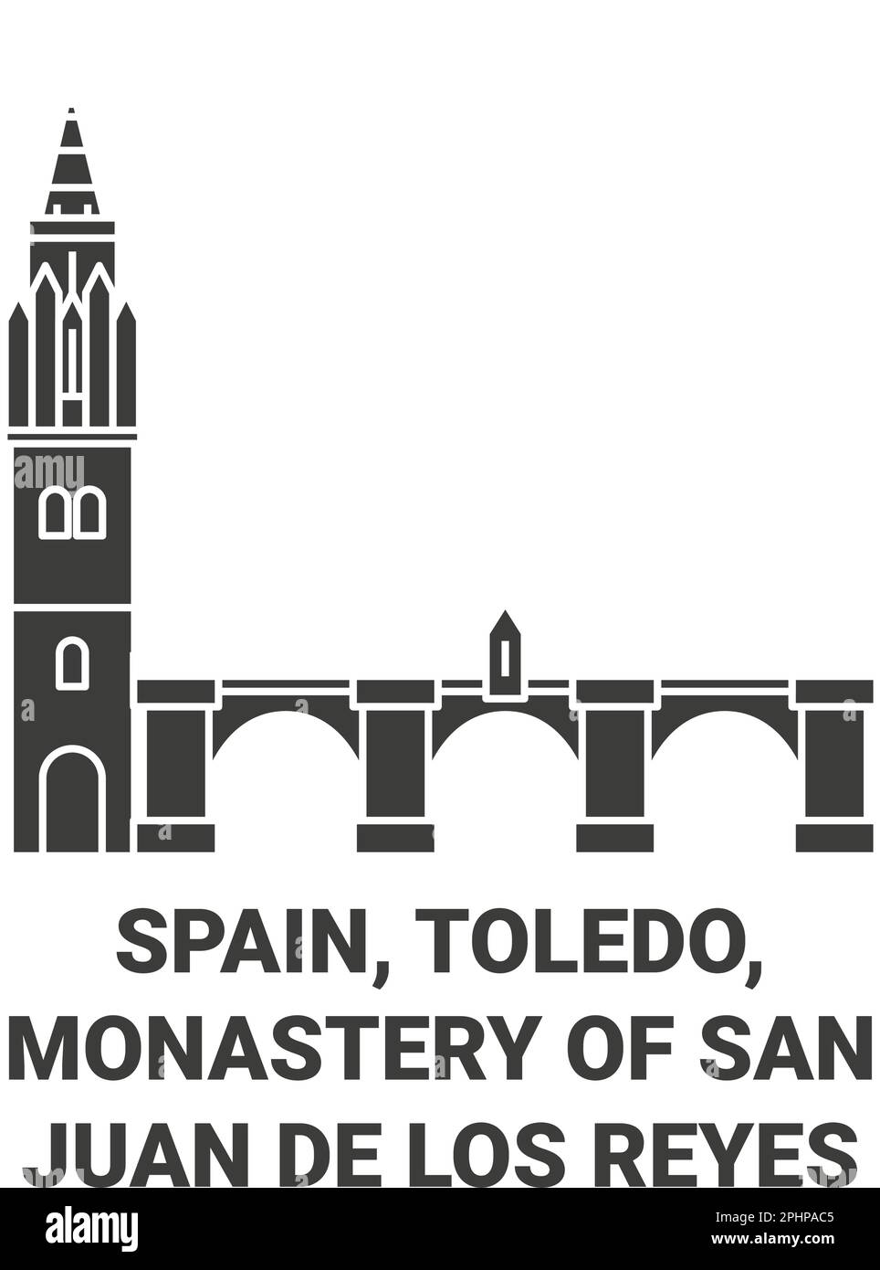 Spain, Toledo, Monastery Of San Juan De Los Reyes travel landmark vector illustration Stock Vector