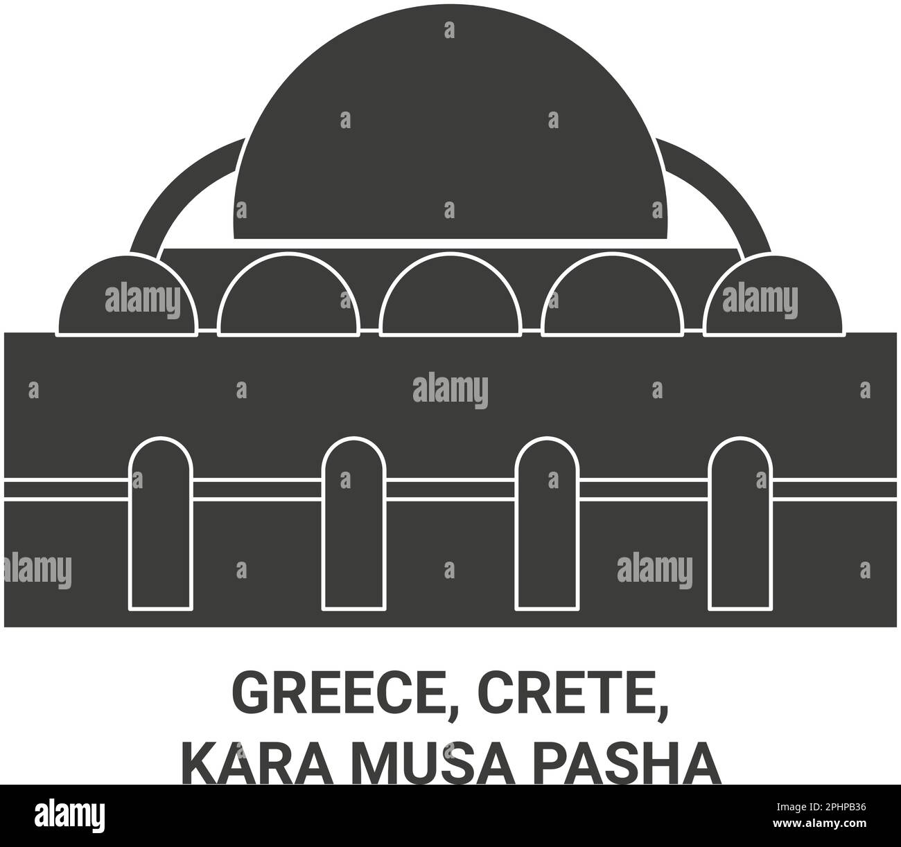 Greece, Crete, Kara Musa Pasha travel landmark vector illustration Stock Vector