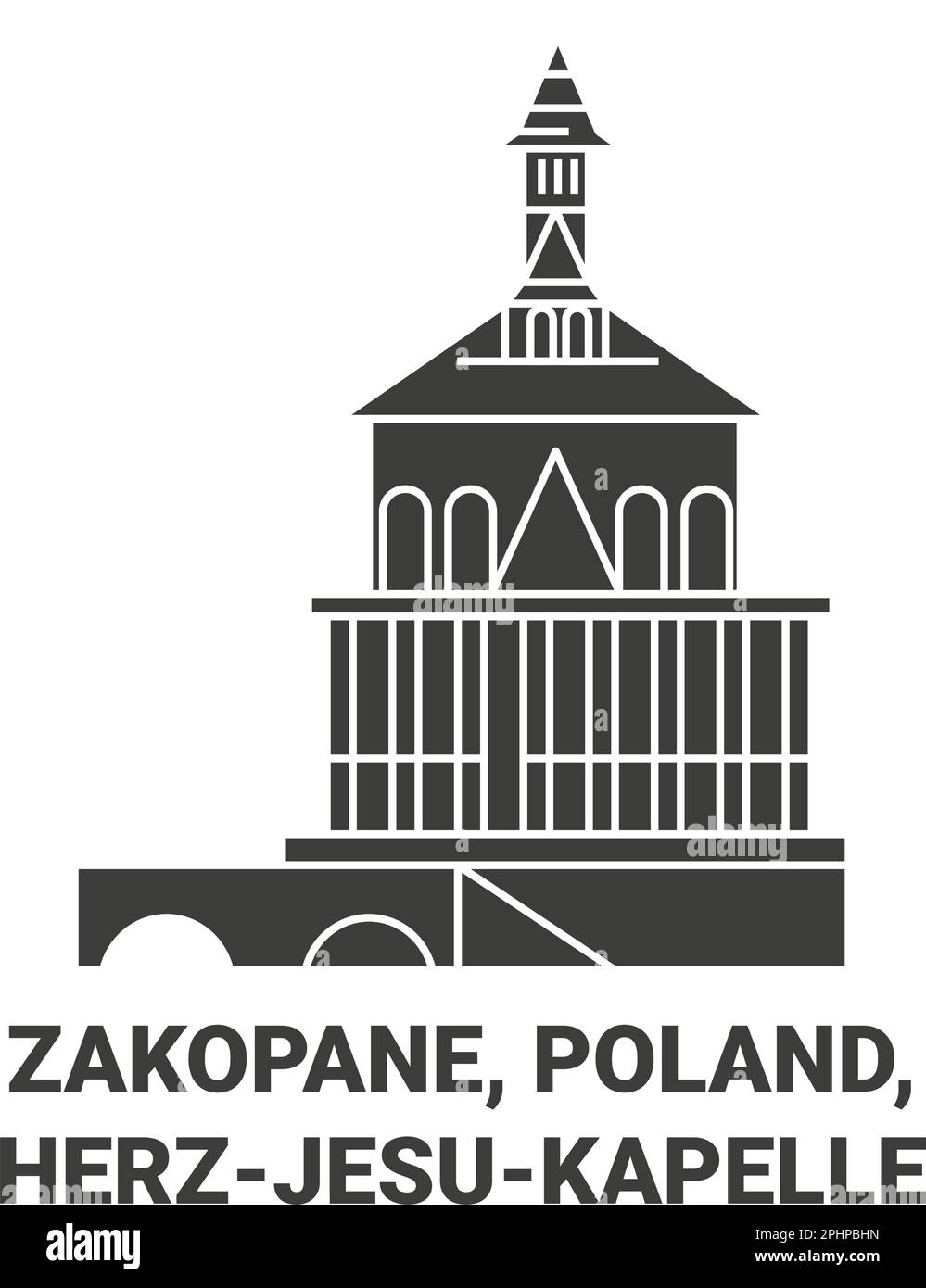 Poland, Zakopane, Herzjesukapelle travel landmark vector illustration Stock Vector