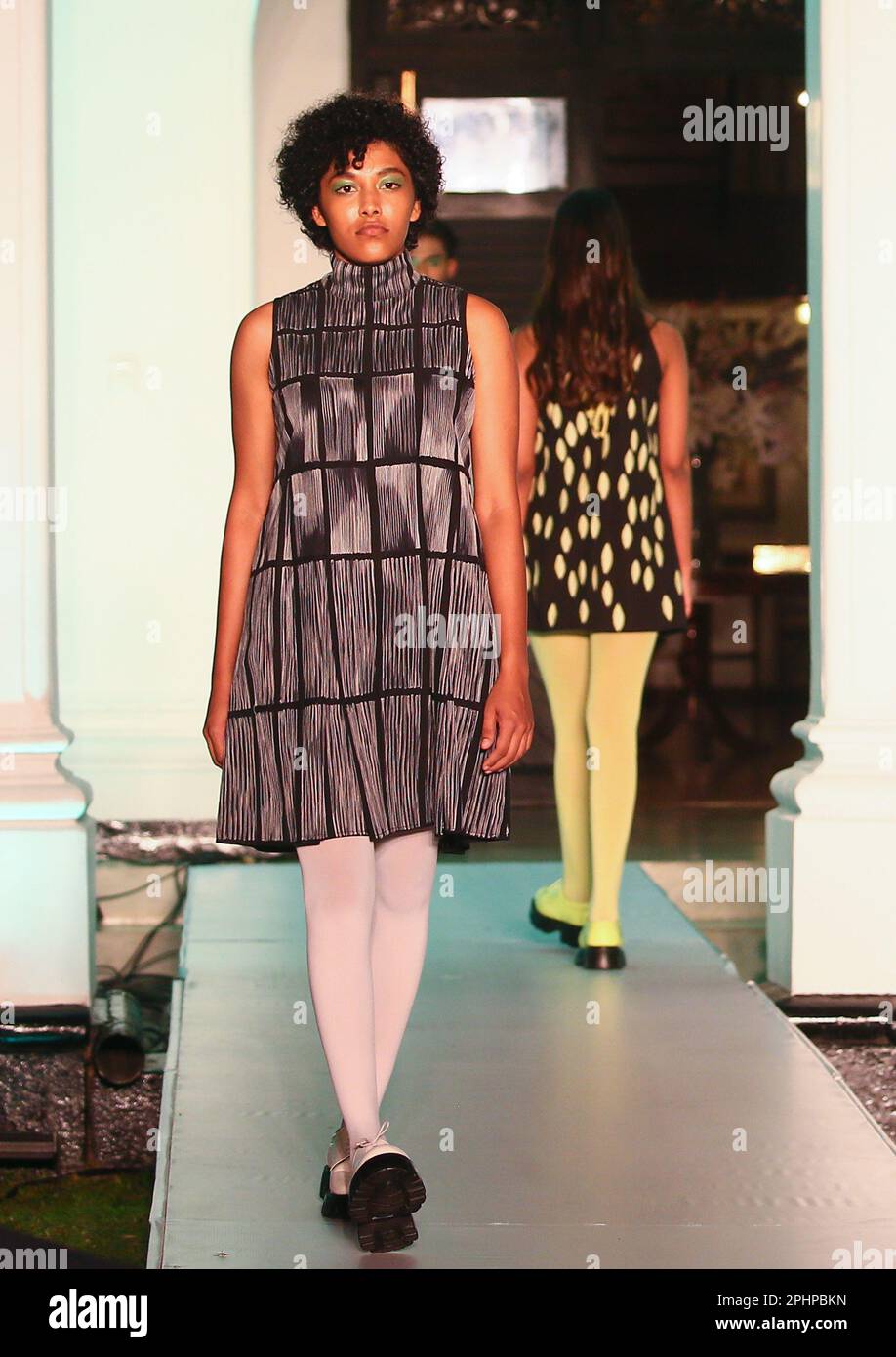 Colombo, Sri Lanka. 29th Mar, 2023. Models are presenting creations by fashion designer Abraham & Thakore at Colombo Fashion Week in Colombo, Sri Lanka, on March 29, 2023. (Photo by Pradeep Dambarage/NurPhoto) Credit: NurPhoto SRL/Alamy Live News Stock Photo