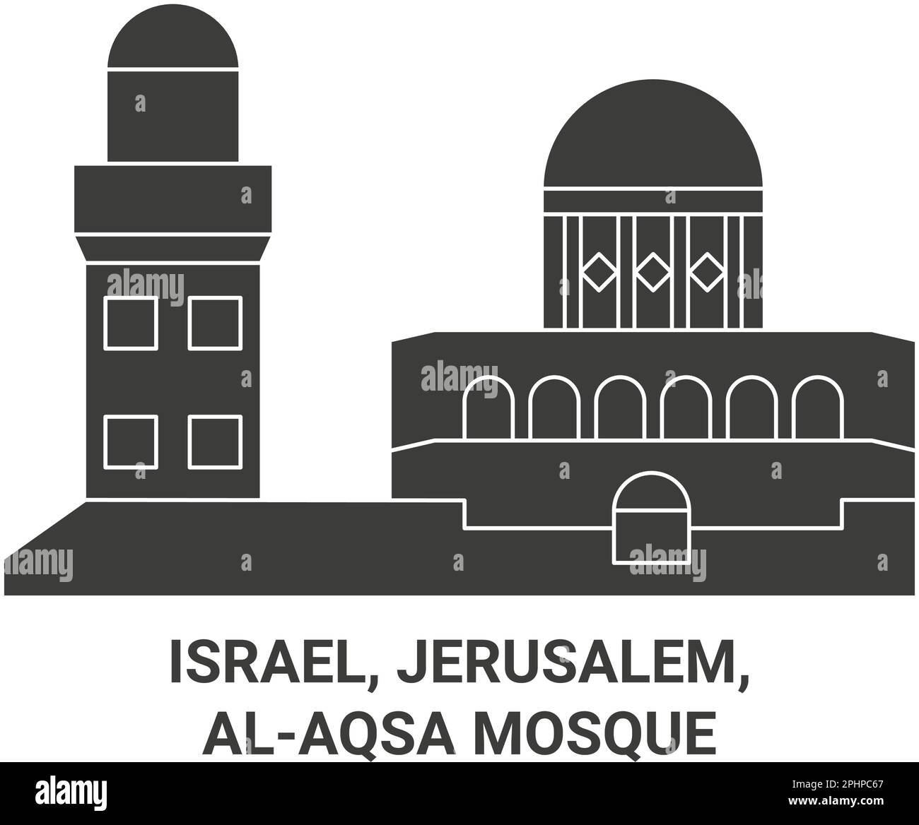 Israel, Jerusalem, Alaqsa Mosque travel landmark vector illustration Stock Vector