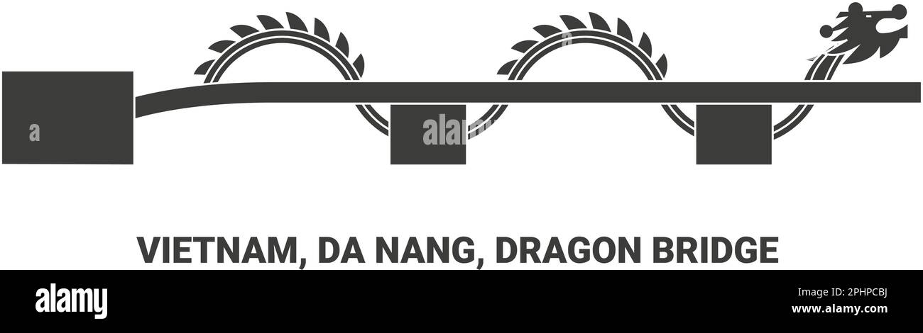 Vietnam, Da Nang, Dragon Bridge, travel landmark vector illustration Stock Vector