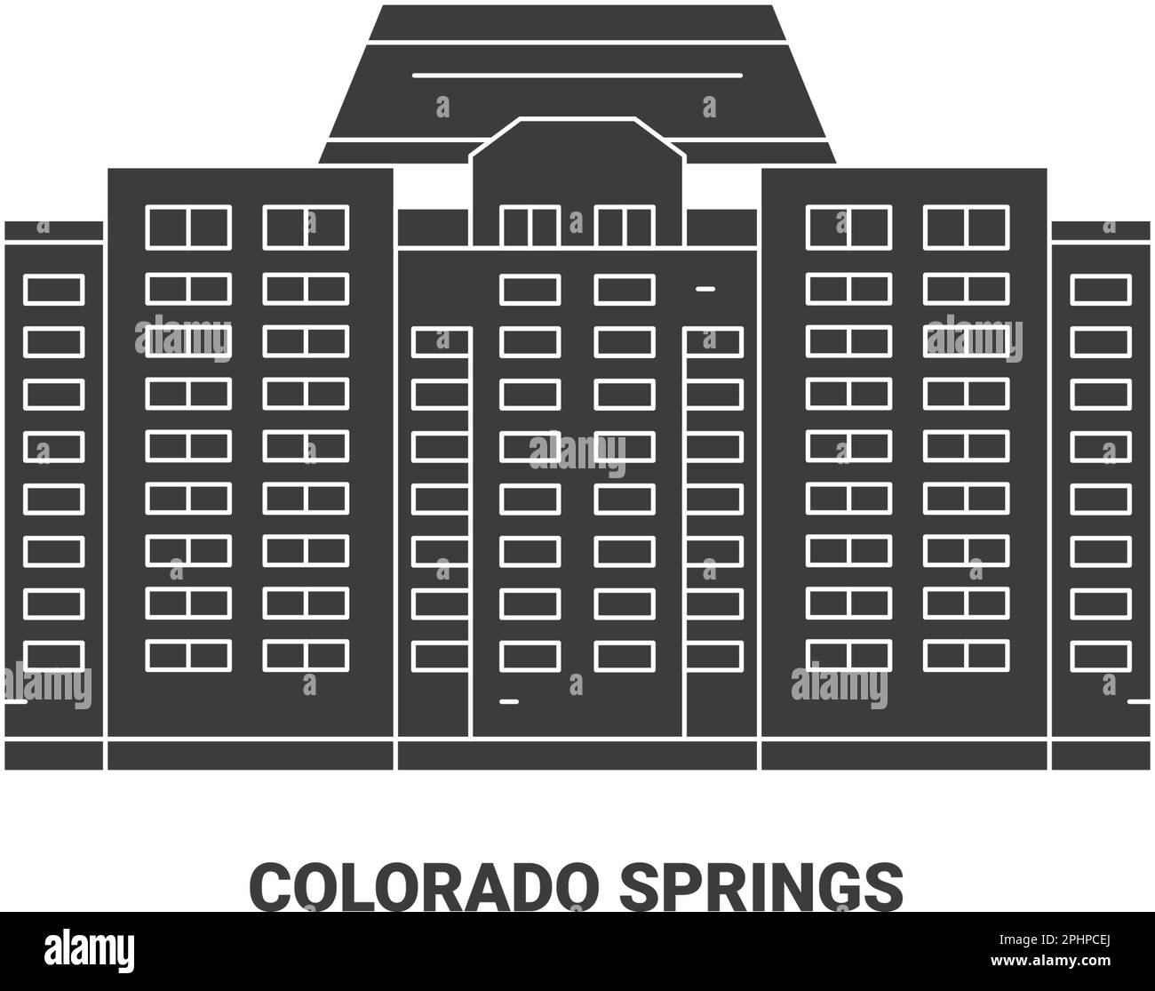 Usa. Colorado Springs travel landmark vector illustration Stock Vector