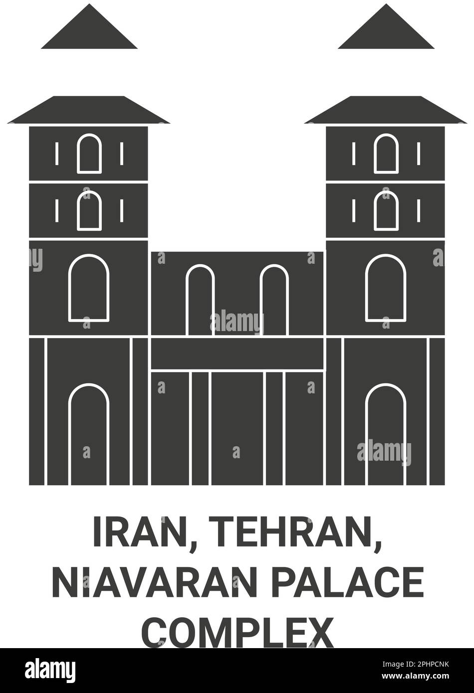 Iran, Tehran, Niavaran Palace Complex travel landmark vector illustration Stock Vector