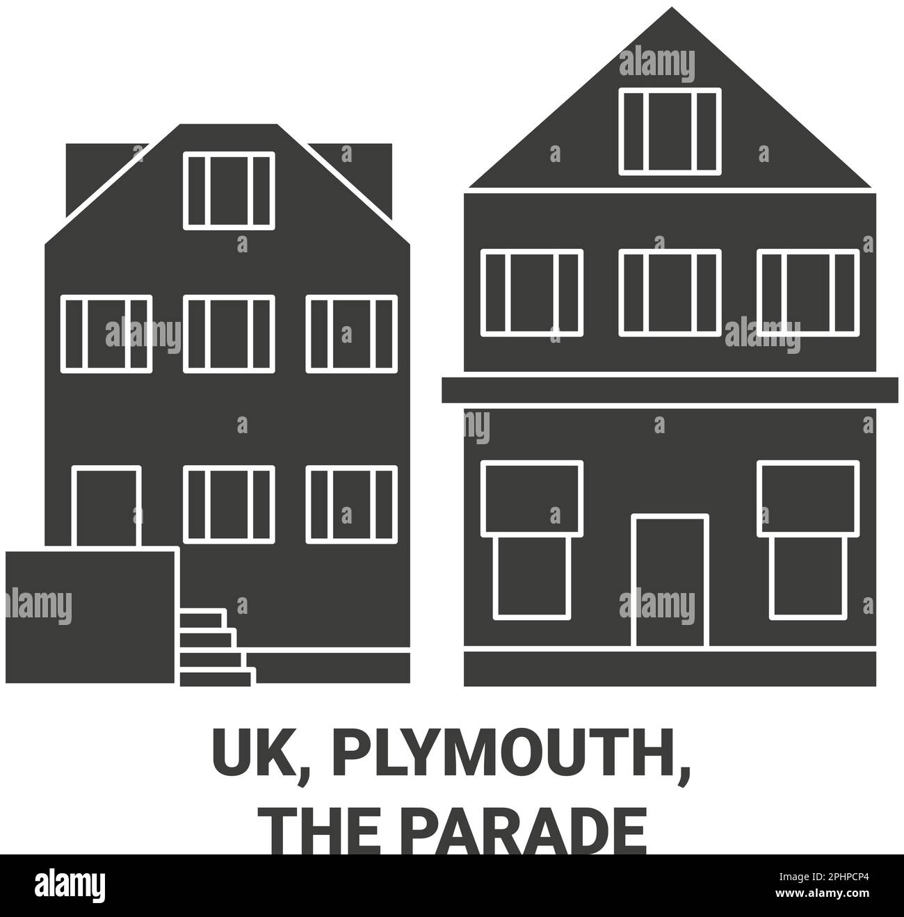England, Plymouth, The Parade travel landmark vector illustration Stock Vector