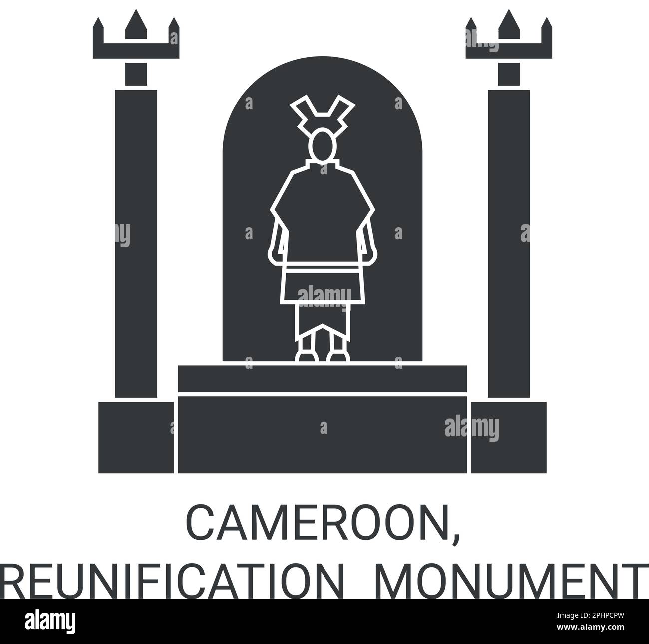 Cameroon, Reunification Monument travel landmark vector illustration Stock Vector