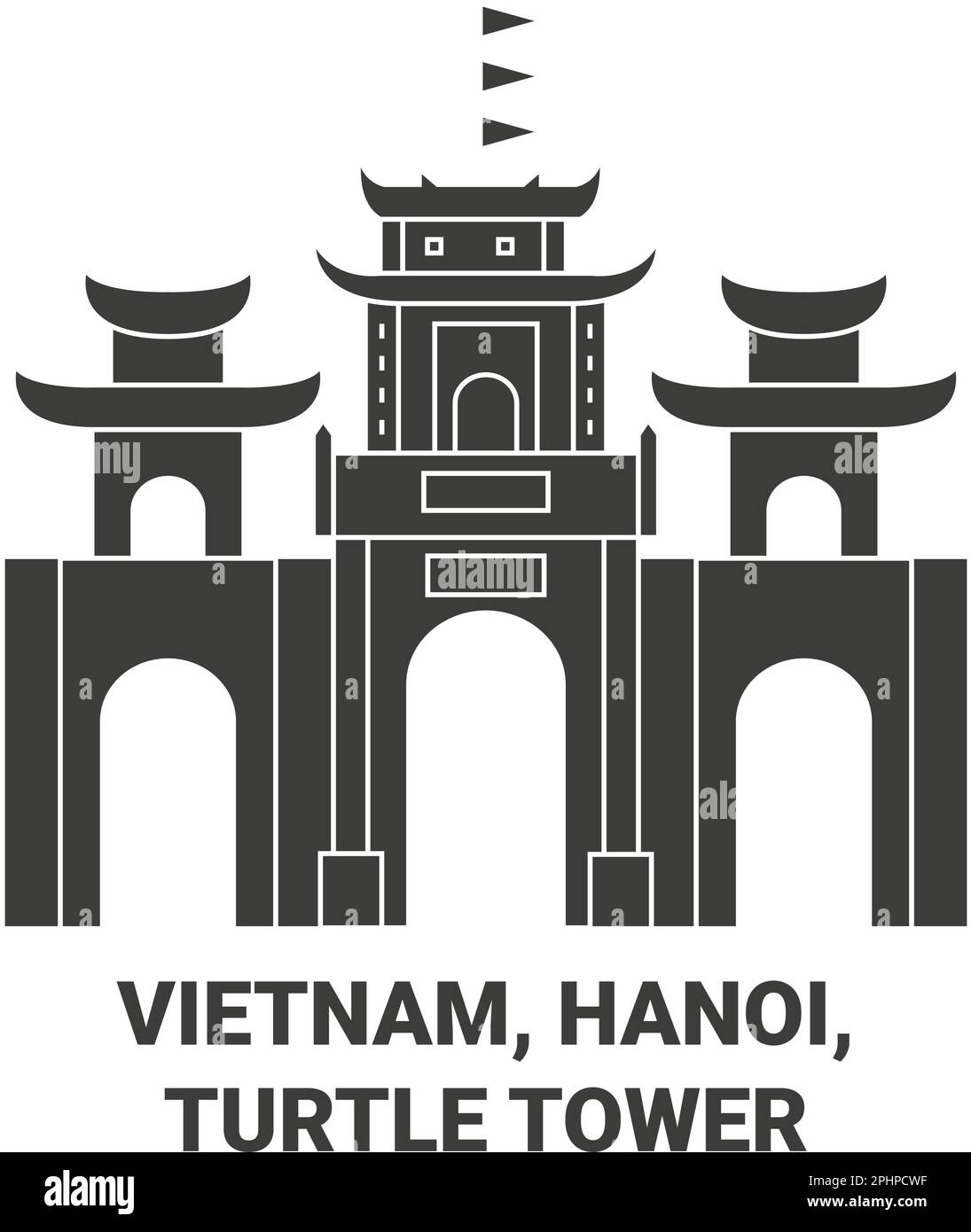 Vietnam, Hanoi, Turtle Tower travel landmark vector illustration Stock Vector