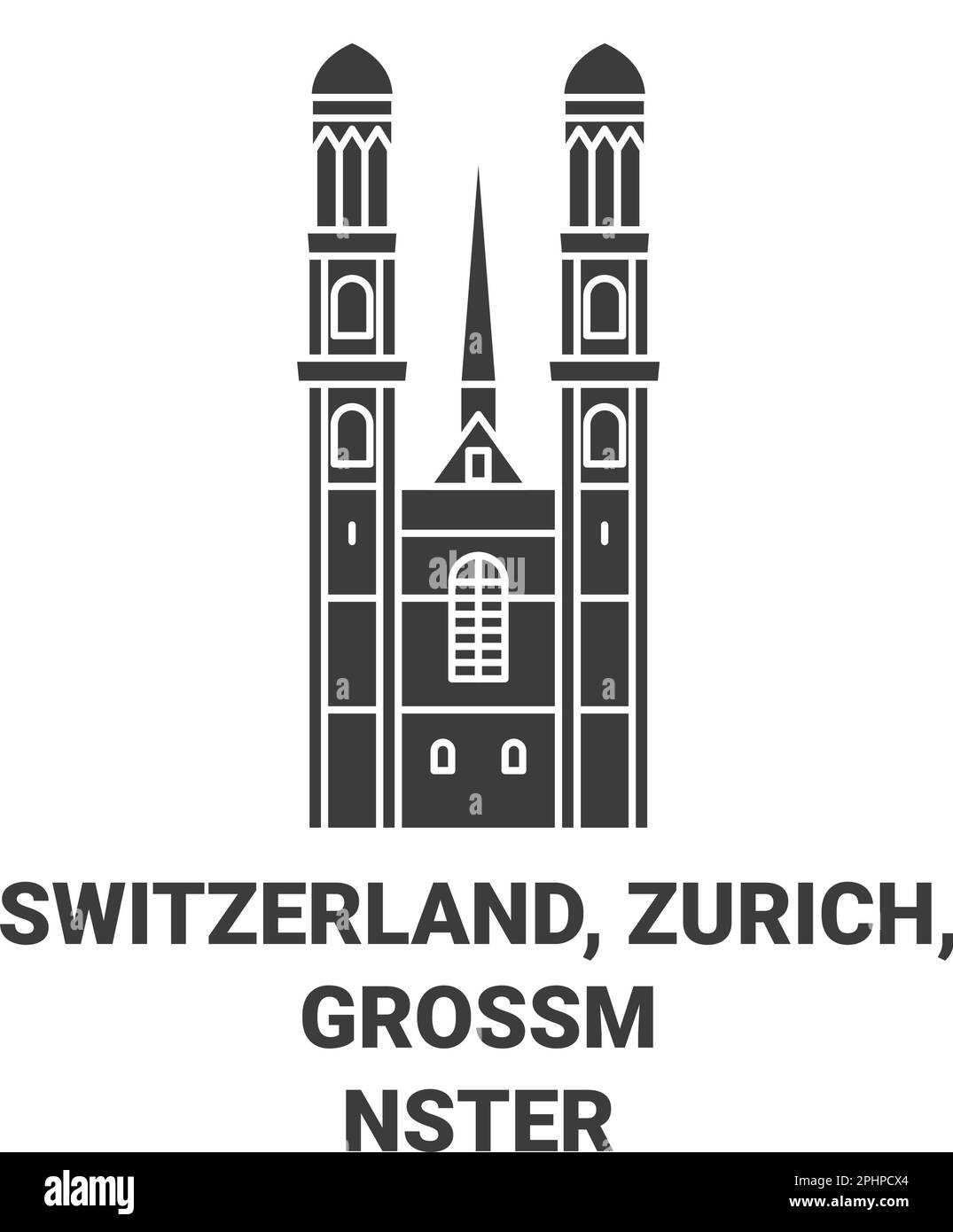 Switzerland, Zurich, Grossmnster travel landmark vector illustration Stock Vector