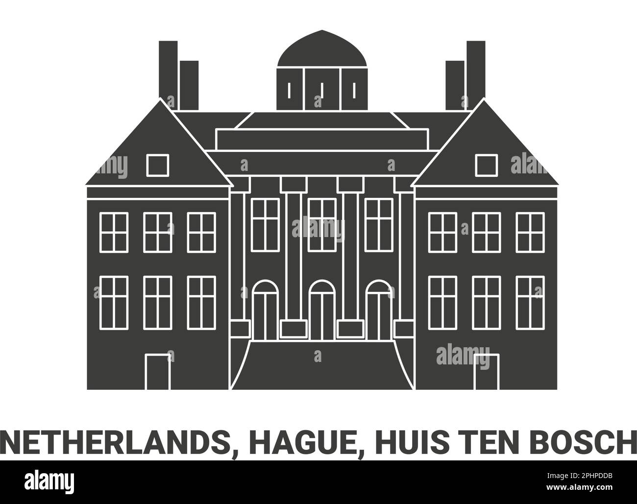 Netherlands, Hague, Huis Ten Bosch, travel landmark vector illustration Stock Vector