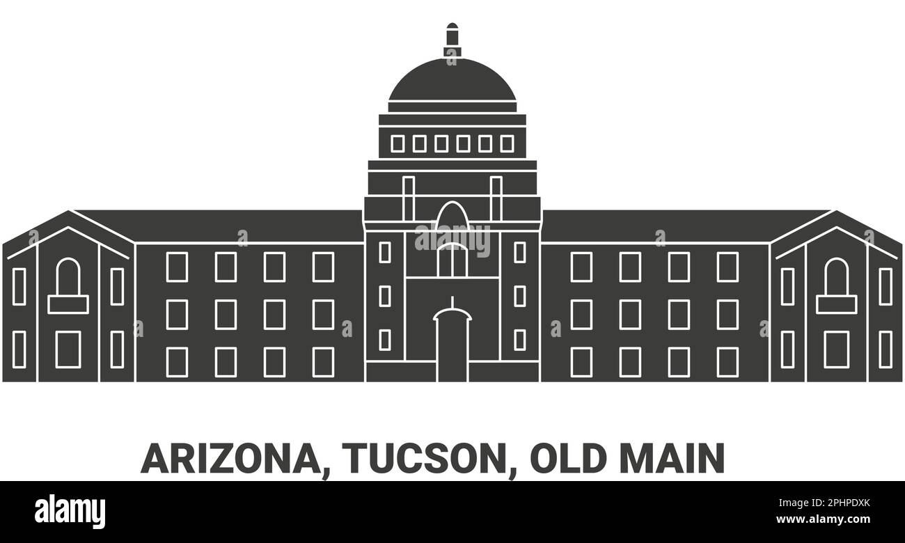 United States, Arizona, Tucson, Old Main, travel landmark vector illustration Stock Vector