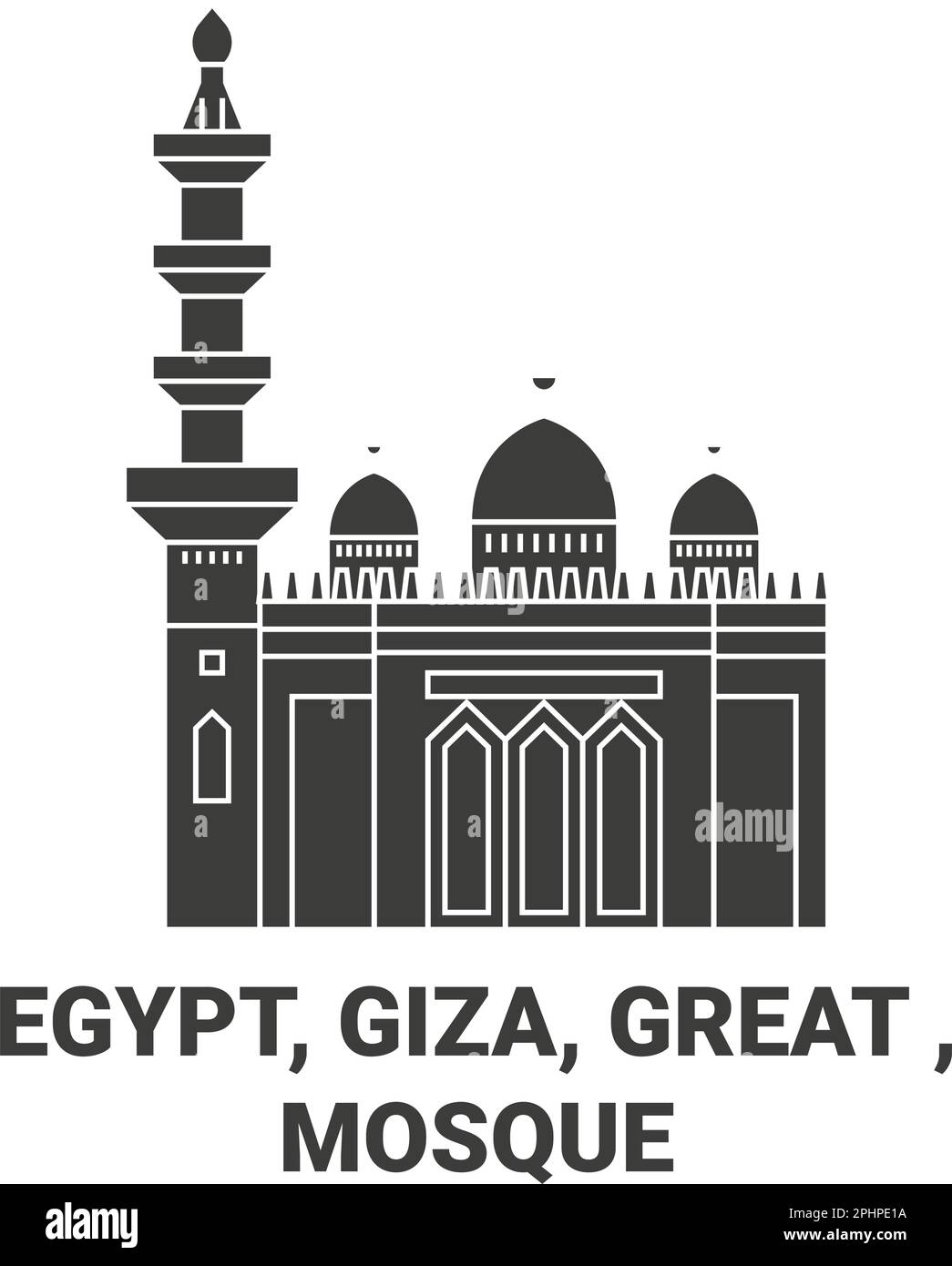 Egypt, Giza, Great , Mosque travel landmark vector illustration Stock Vector