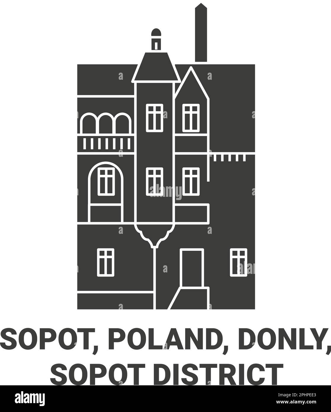 Poland, Sopot, Donly, Sopot District travel landmark vector illustration Stock Vector