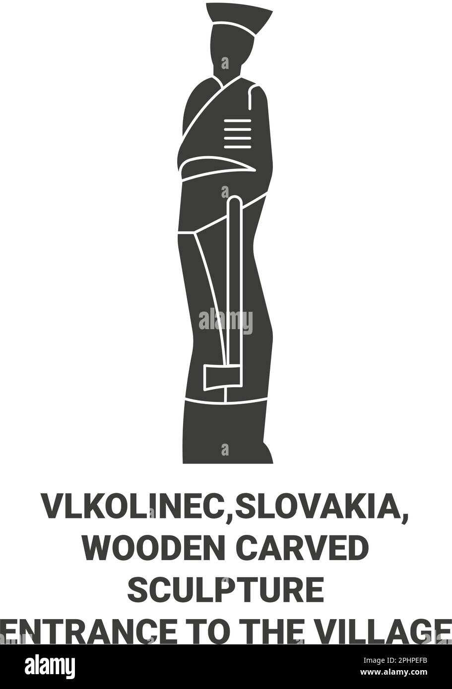 Slovakia, Wooden Carved Sculpture travel landmark vector illustration Stock Vector
