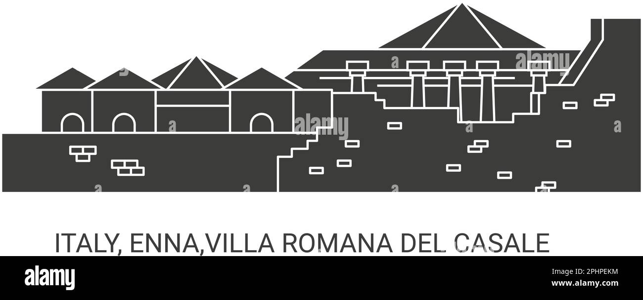 Italy, Enna,Villa Romana Del Casale travel landmark vector illustration Stock Vector
