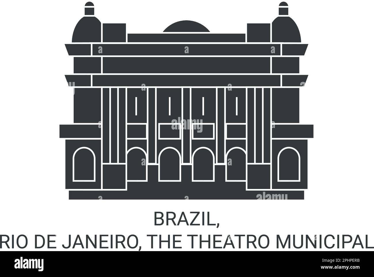 Brazil, Rio De Janeiro, The Theatro Municipal travel landmark vector illustration Stock Vector