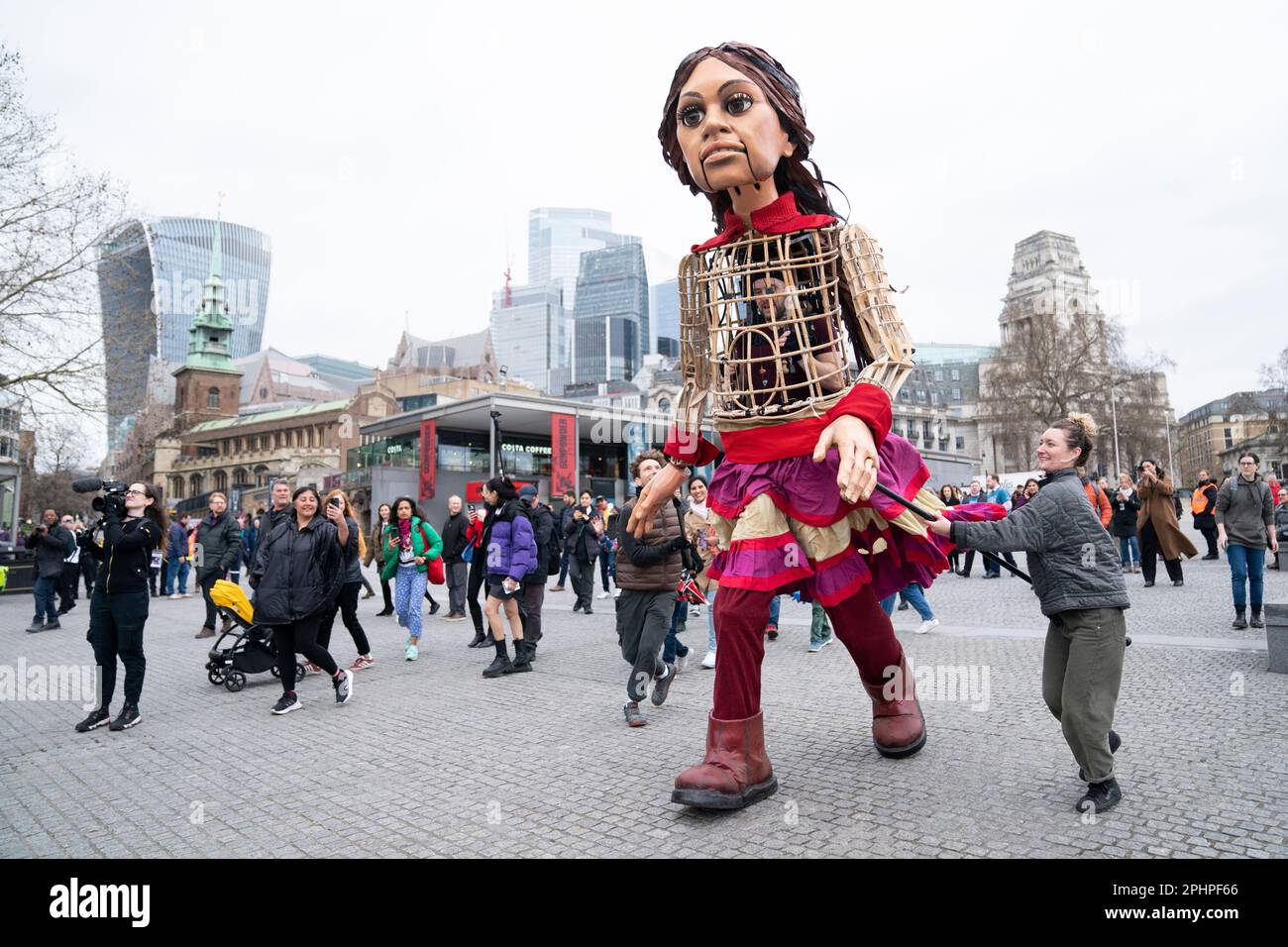 The Little Amal giant puppet of a 10yearold Syrian refugee girl at