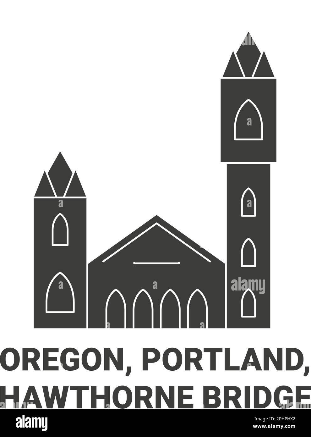 United States, Oregon, Portland, Hawthorne Bridge travel landmark vector illustration Stock Vector