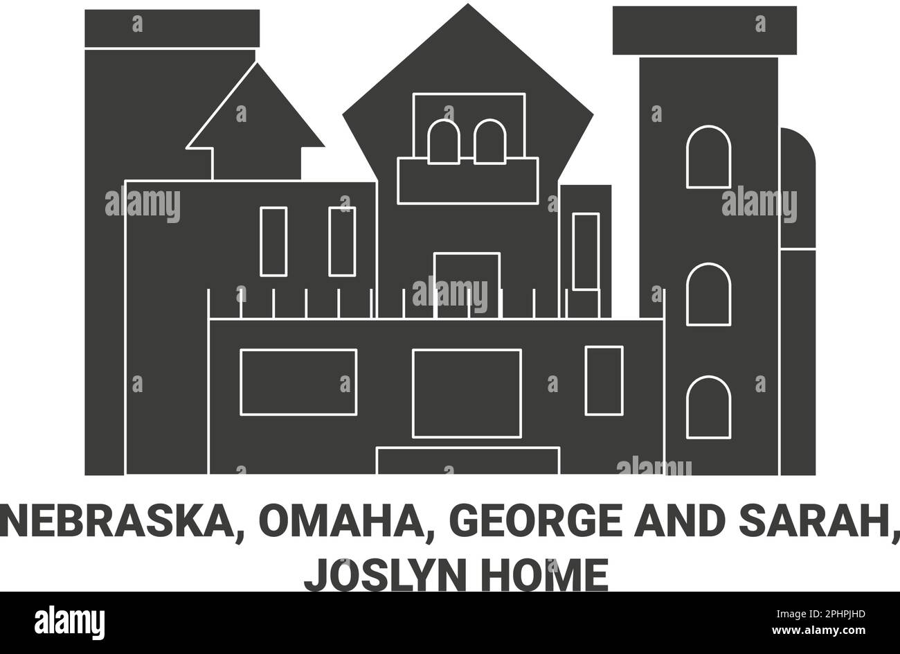 United States, Nebraska, Omaha, George And Sarah, Joslyn Home travel landmark vector illustration Stock Vector
