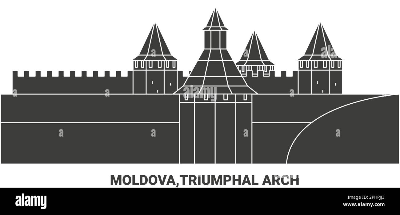 Moldova,Triumphal Arch, travel landmark vector illustration Stock Vector