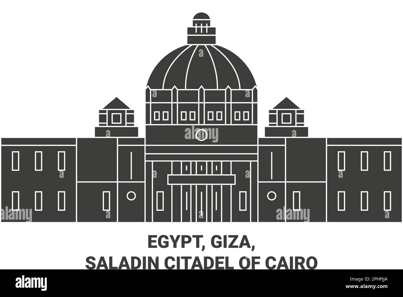 Egypt, Giza, Saladin Citadel Of Cairo travel landmark vector illustration Stock Vector