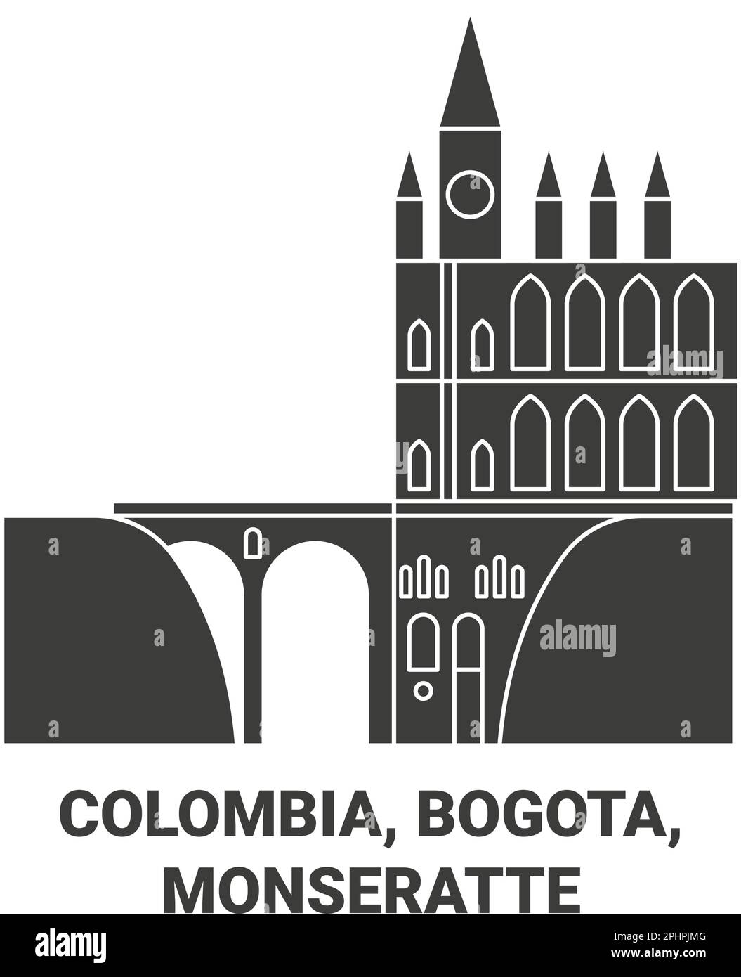 Colombia, Bogota ,Monseratte travel landmark vector illustration Stock Vector