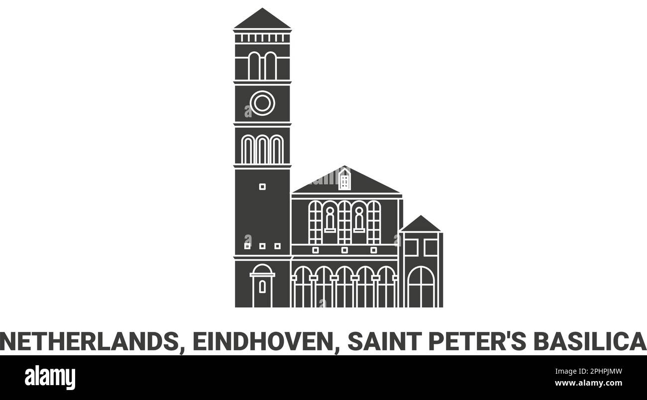 Netherlands, Eindhoven, Saint Peter's Basilica, travel landmark vector illustration Stock Vector