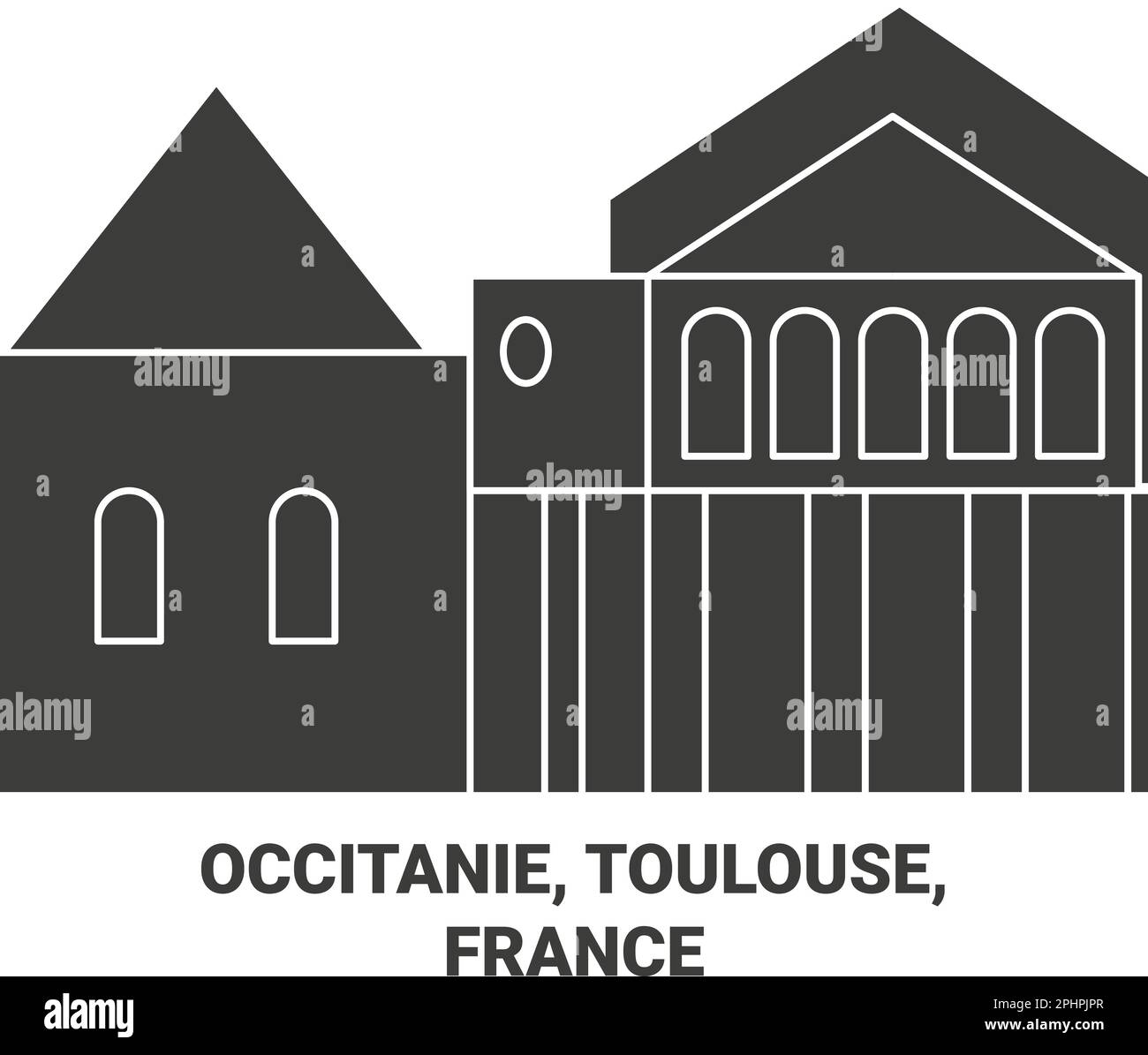 France, Occitanie, Toulouse travel landmark vector illustration Stock Vector