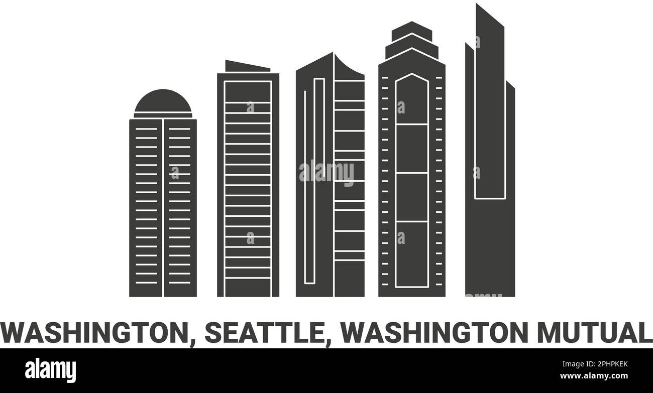 United States, Washington, Seattle, Washington Mutual, travel landmark vector illustration Stock Vector