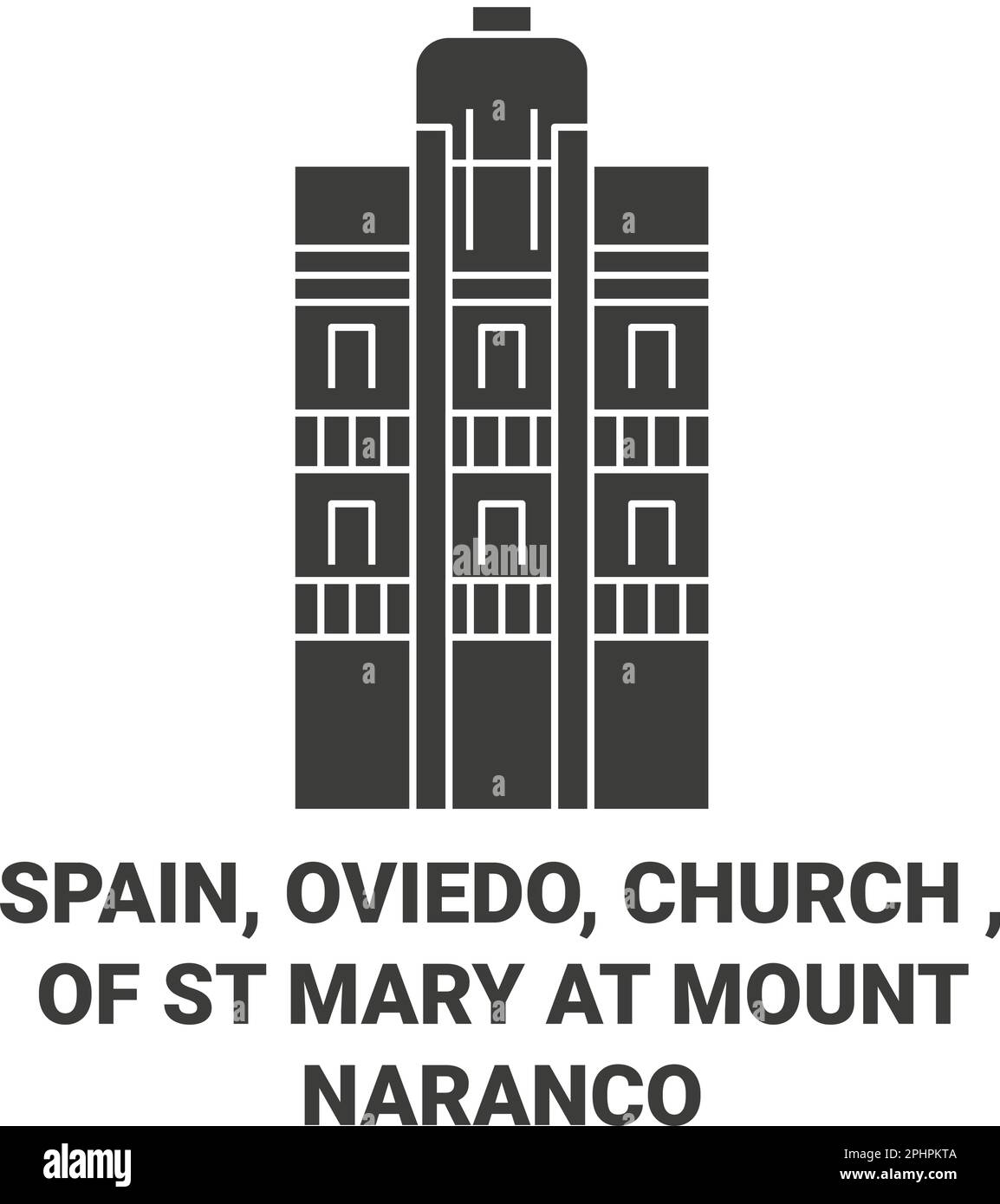 Spain, Oviedo, Church Of St Mary At Mount Naranco travel landmark vector illustration Stock Vector
