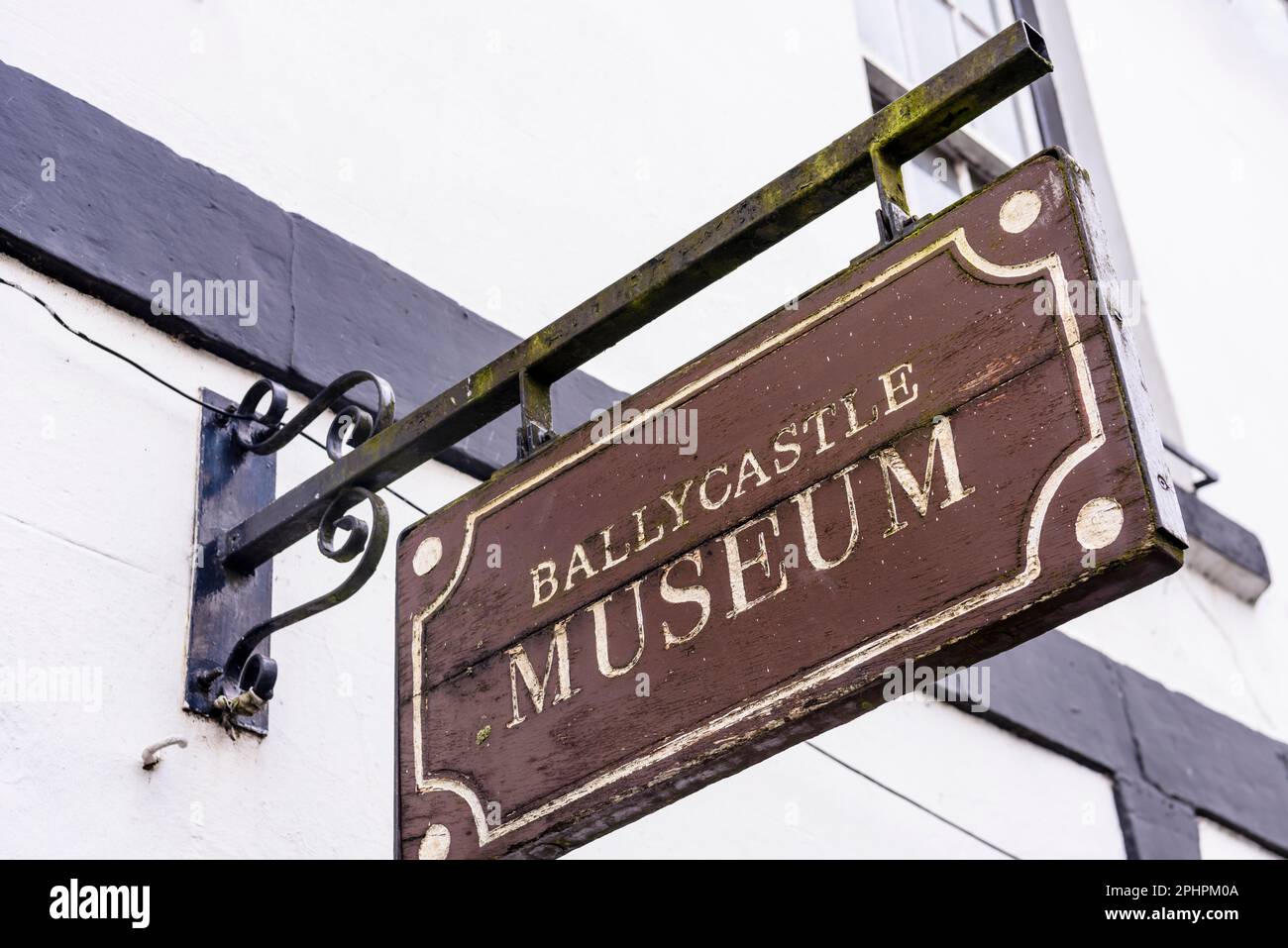 Sign above the entrance of Ballycastle Museum, Northern Ireland Stock Photo