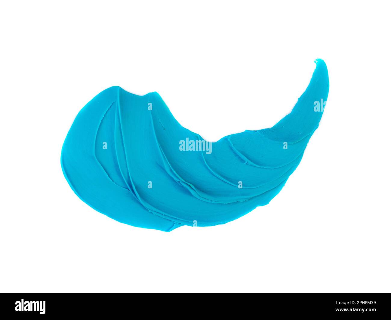 Blue Plasticine Smear Isolated, Smeared Modeling Clay Texture, Creativity Modelling Material, Clay Dough, Plasticine on White Background Stock Photo