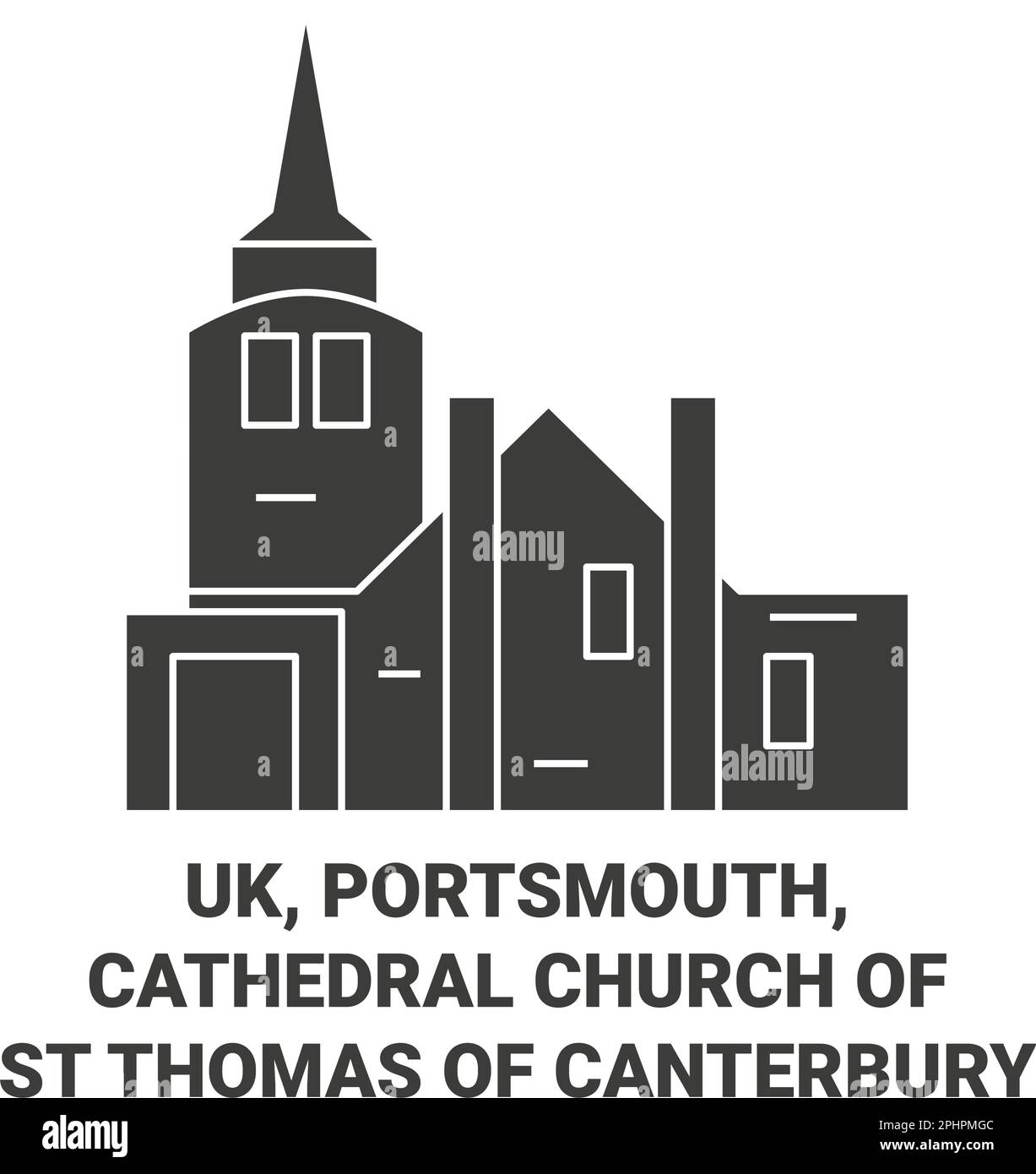 England, Portsmouth, Cathedral Church Of St Thomas Of Canterbury travel landmark vector illustration Stock Vector