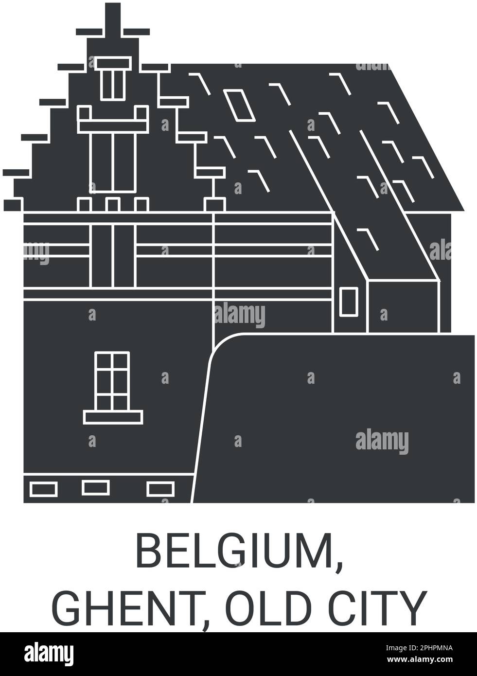 Belgium, Ghent, Old City travel landmark vector illustration Stock Vector