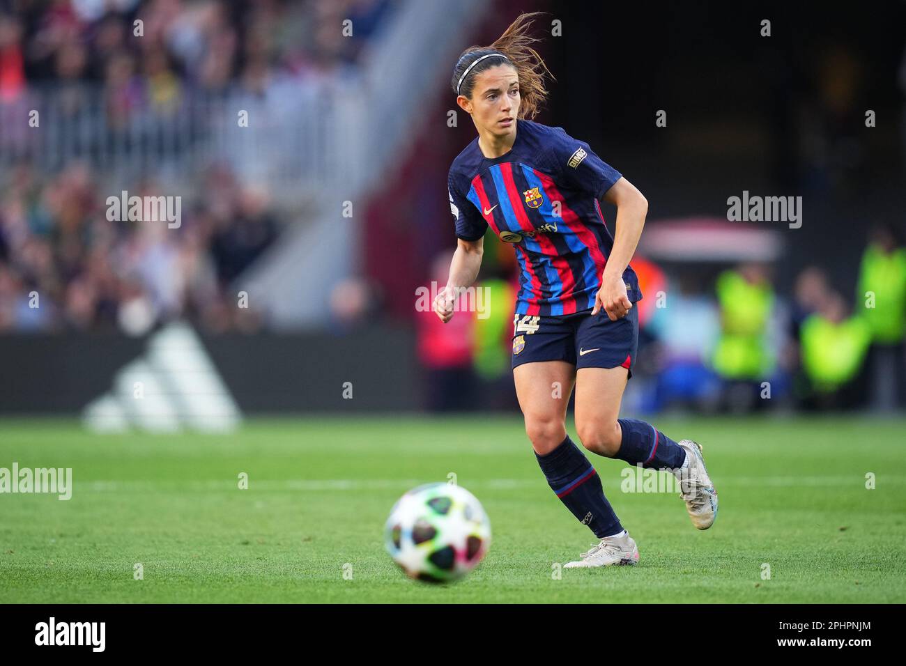 Aitana Bonmati of FC Barcelona during the UEFA Womens Champions League match, Quarter-Finals, 2nd leg between FC Barcelona and v AS Roma played at Spotify Camp Nou Stadium on March 29, 2023 in Barcelona, Spain. (Photo by Colas Buera / PRESSIN) Stock Photo