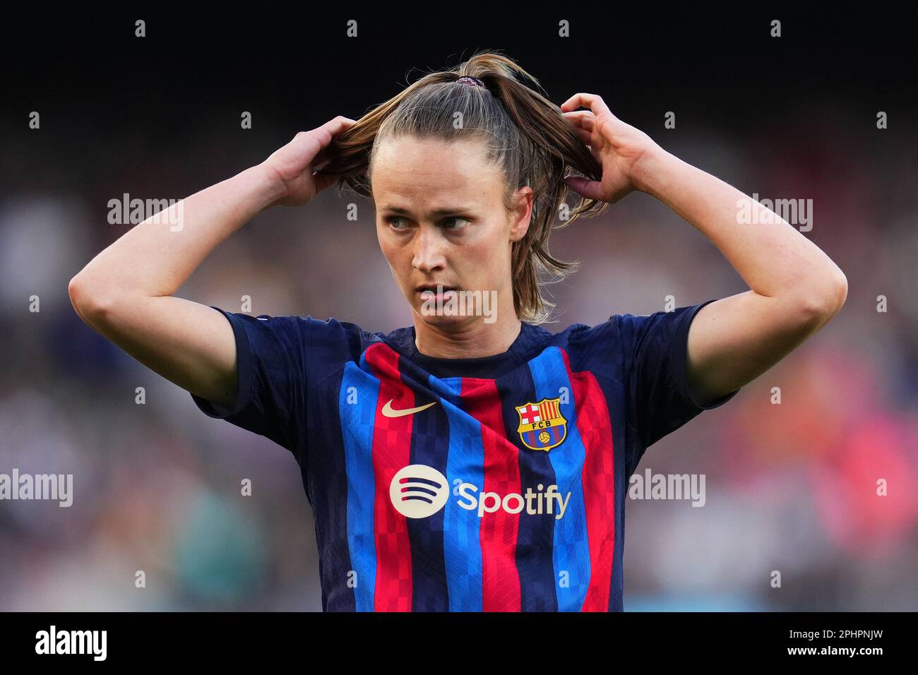 Caroline Graham Hansen of FC Barcelona during the UEFA Womens Champions League match, Quarter-Finals, 2nd leg between FC Barcelona and v AS Roma played at Spotify Camp Nou Stadium on March 29, 2023 in Barcelona, Spain. (Photo by Colas Buera / PRESSIN) Stock Photo